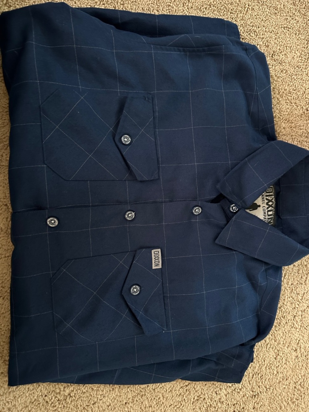 DIXXON Navy Windowpane Flannel Shirt with Chest Label